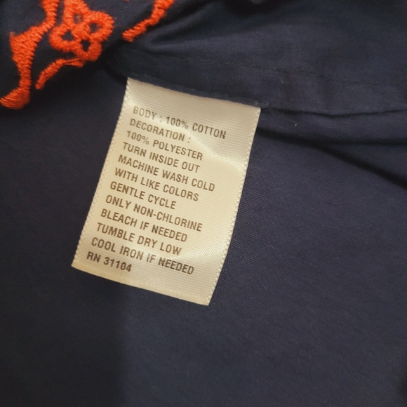 Crown & Ivy Women's Small Navy Blue Embroidered Red Paisley Peasant Blouse Boho - Picture 8 of 11